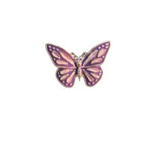 Vintage NRT Purple & Silver Tone Butterfly Enamel Pin Boho Fairycore Cottagecore